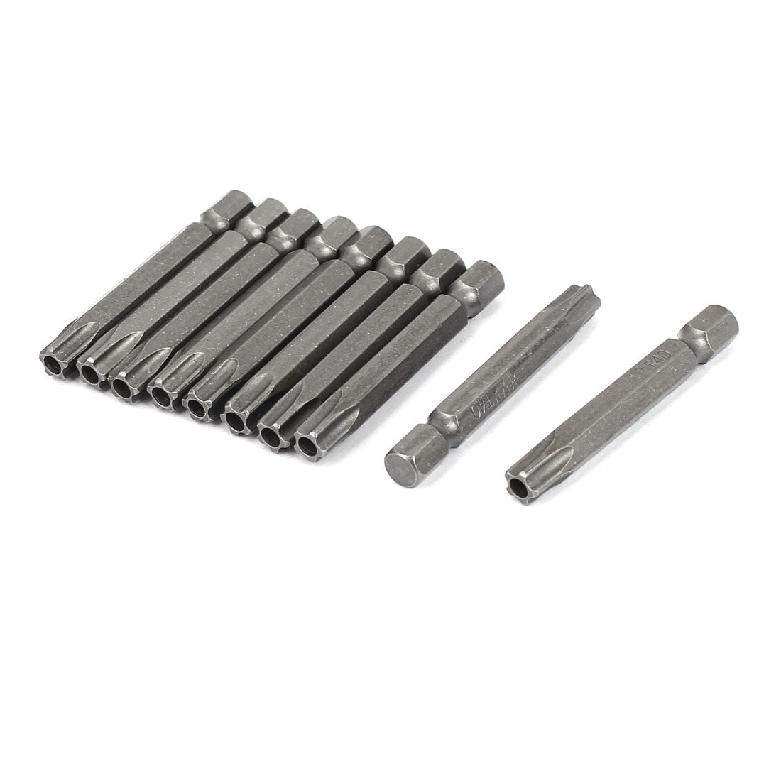 Harfington 1/4" Hex Shank 50mm Long T40 Magnetic 5 Point Star Security Screwdrivers Bits 10pcs