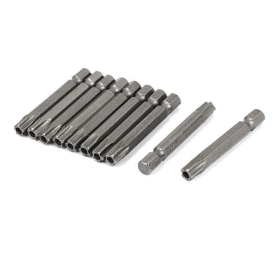 Harfington 1/4" Hex Shank 50mm Long T40 Magnetic 5 Point Star Security Screwdrivers Bits 10pcs