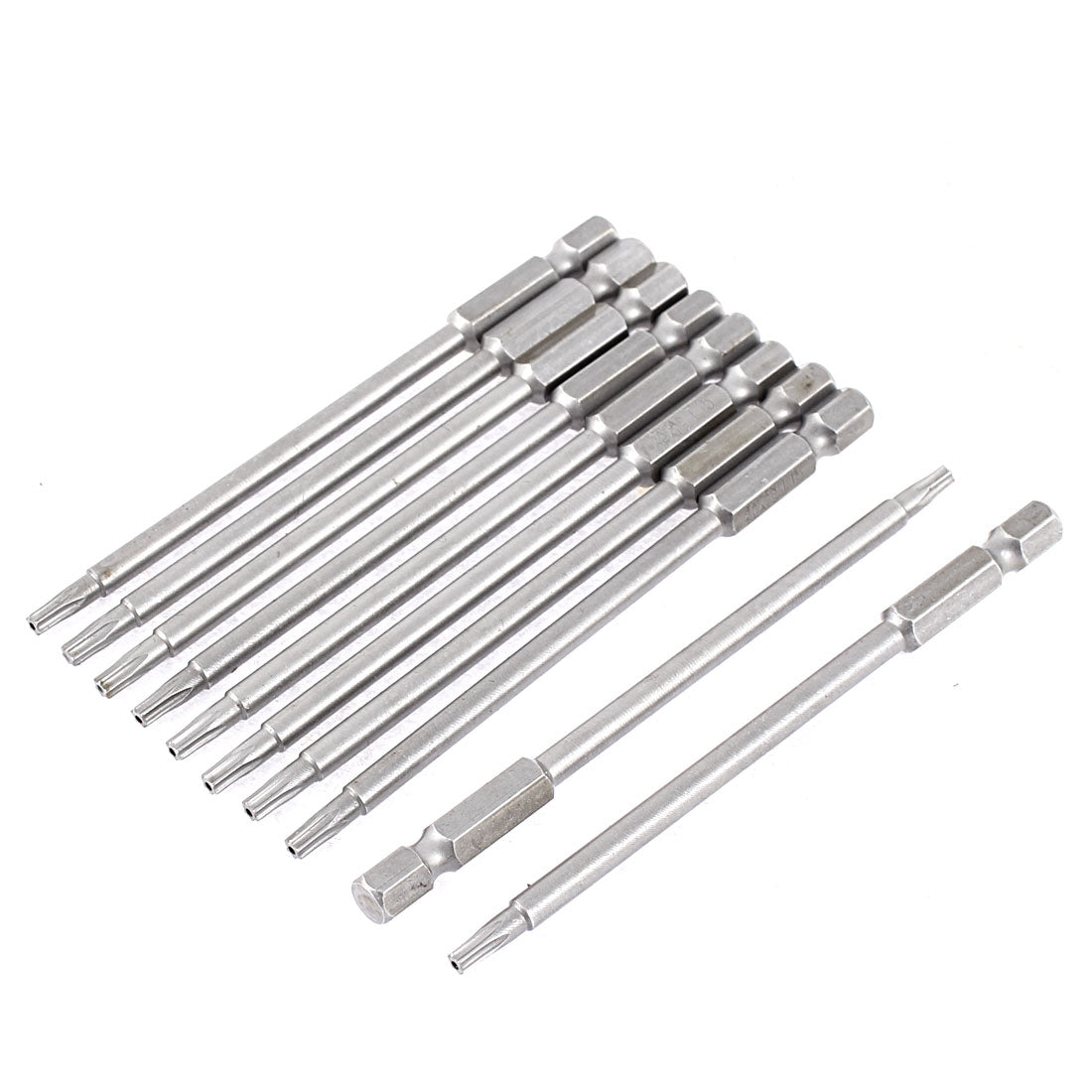 Harfington 10pcs 100mm Hex Shank Magnetic T15 Torx Security Screwdriver Bits Tool