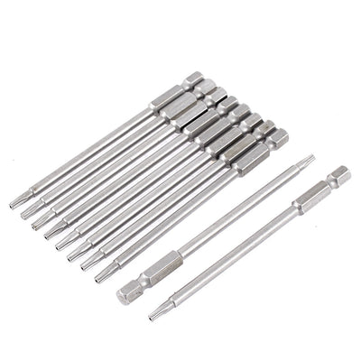 Harfington 10pcs 100mm Hex Shank Magnetic T15 Torx Security Screwdriver Bits Tool