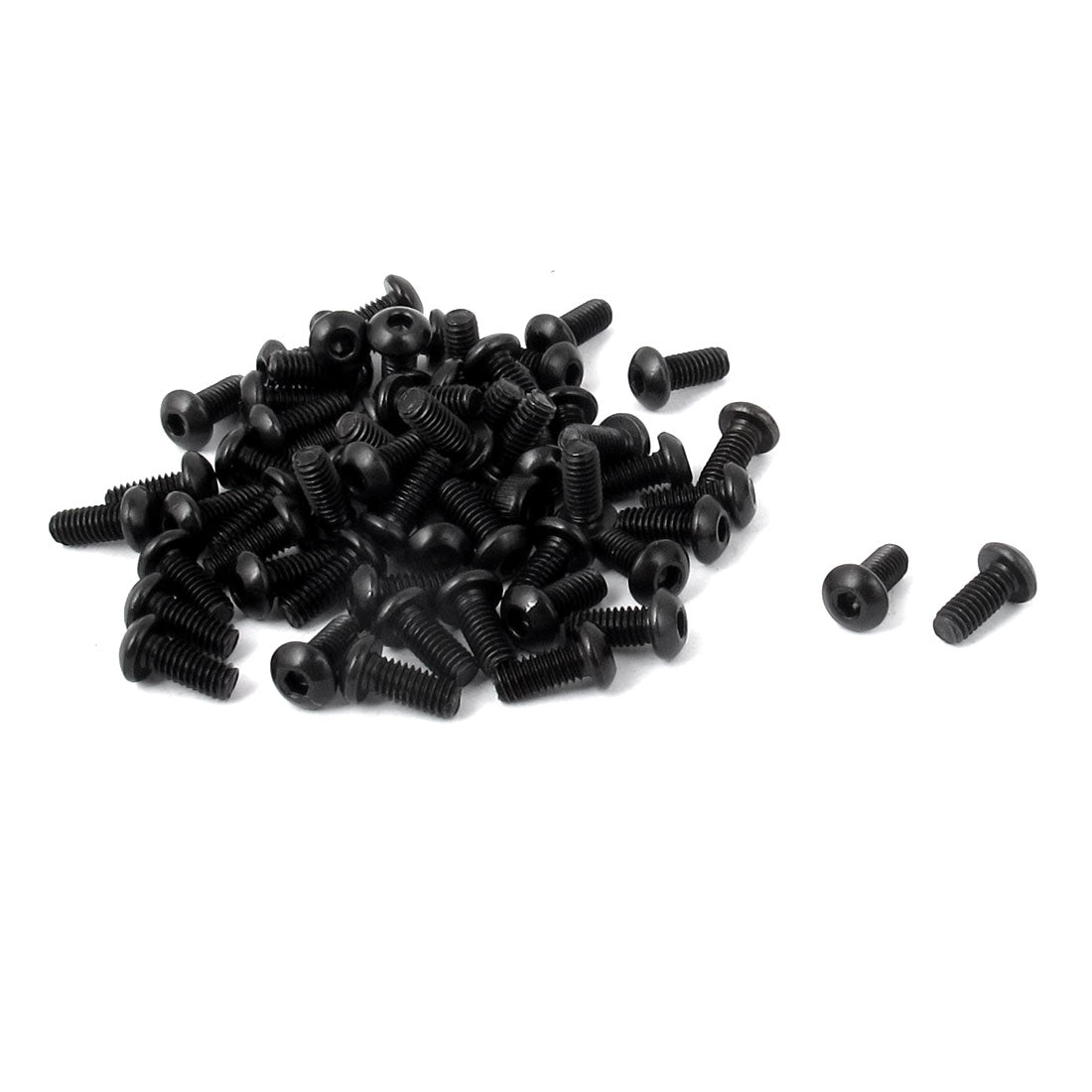 Harfington M2.5x6mm 10.9 Alloy Steel Button Head Hex Socket Cap Screw Bolt Black 50pcs
