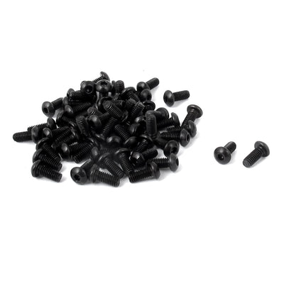 Harfington M2.5x6mm 10.9 Alloy Steel Button Head Hex Socket Cap Screw Bolt Black 50pcs