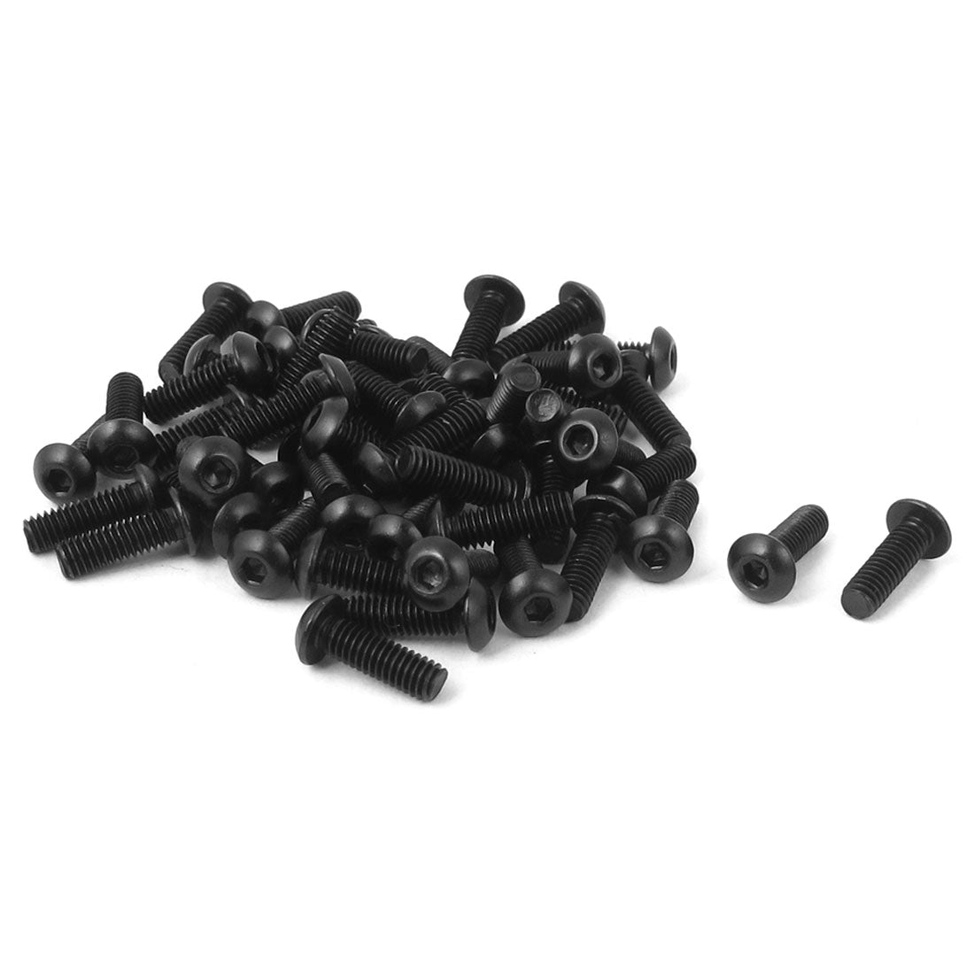 Harfington M2.5x8mm 10.9 Alloy Steel Button Head Hex Socket Cap Screw Bolt Black 50pcs
