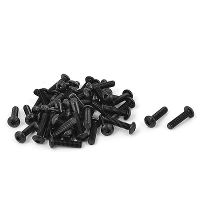 Harfington M4x16mm 10.9 Alloy Steel Button Head Hex Socket Cap Screw Bolt Black 50pcs