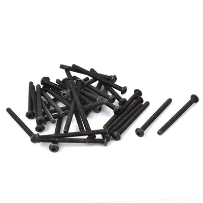 Harfington M4x50mm 10.9 Alloy Steel Button Head Hex Socket Cap Screw Bolt Black 35pcs