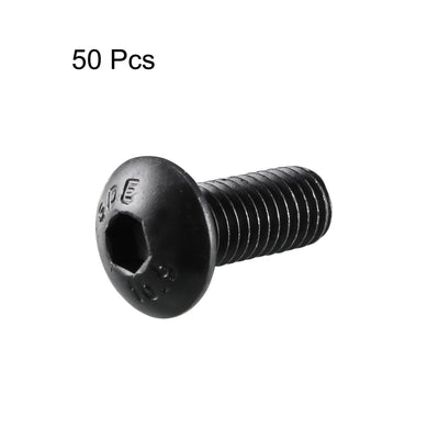 Harfington M5x12mm 10.9 Alloy Steel Button Head Hex Socket Cap Screw Bolt Black 50pcs