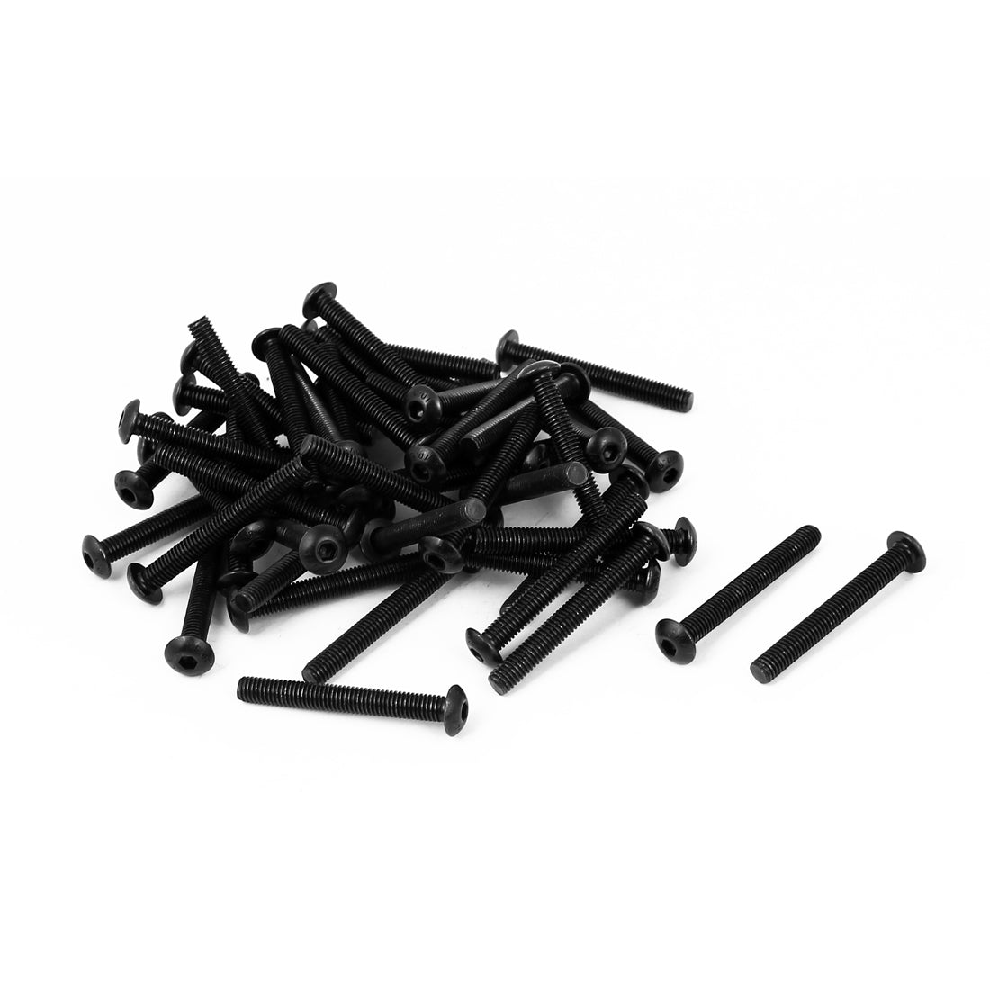 Harfington M5x40mm 10.9 Alloy Steel Button Head Hex Socket Cap Screw Bolt Black 50pcs