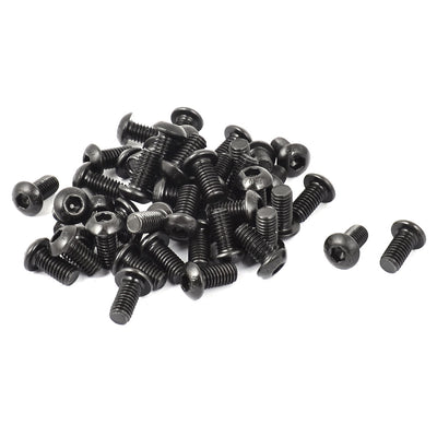 Harfington M6x12mm 10.9 Alloy Steel Button Head Hex Socket Cap Screw Bolt Black 50pcs