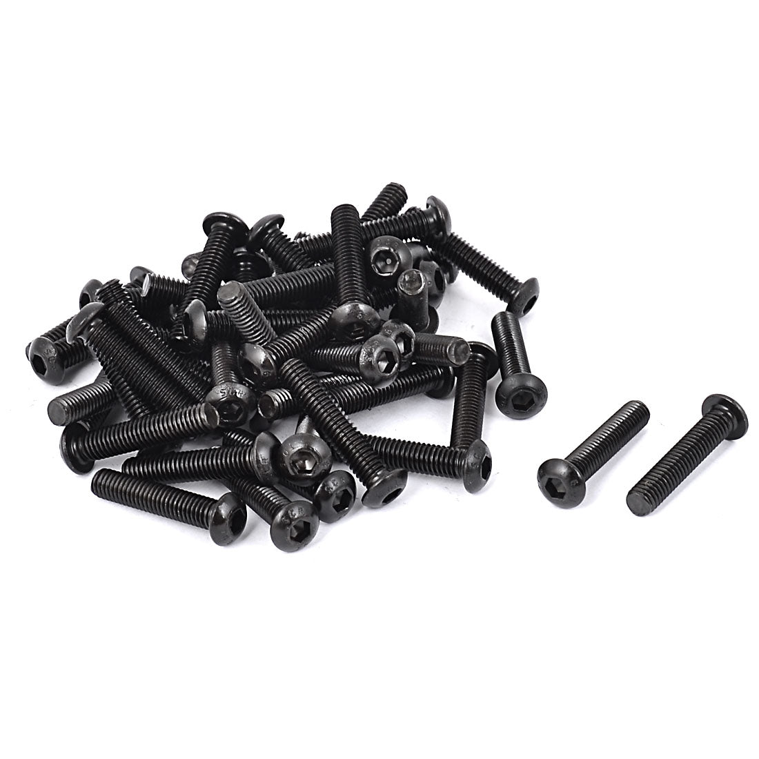 Harfington M6x30mm 10.9 Alloy Steel Button Head Hex Socket Cap Screw Bolt Black 50pcs