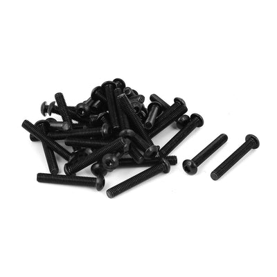 Harfington M6x40mm 10.9 Alloy Steel Button Head Hex Socket Cap Screw Bolt Black 40pcs