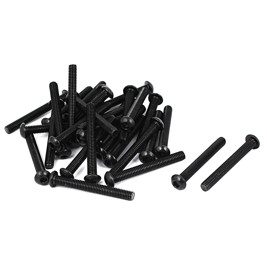 Harfington M6x50mm 10.9 Alloy Steel Button Head Hex Socket Cap Screw Bolt Black 30pcs
