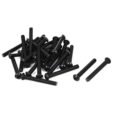 Harfington M6x50mm 10.9 Alloy Steel Button Head Hex Socket Cap Screw Bolt Black 30pcs