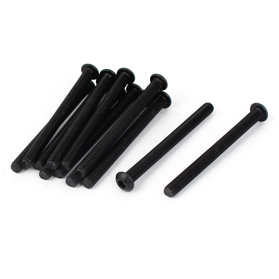 Harfington M6x70mm 10.9 Alloy Steel Button Head Hex Socket Cap Screw Bolt Black 12pcs