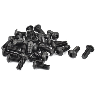 Harfington M8x20mm 10.9 Alloy Steel Button Head Hex Socket Cap Screw Bolt Black 30pcs