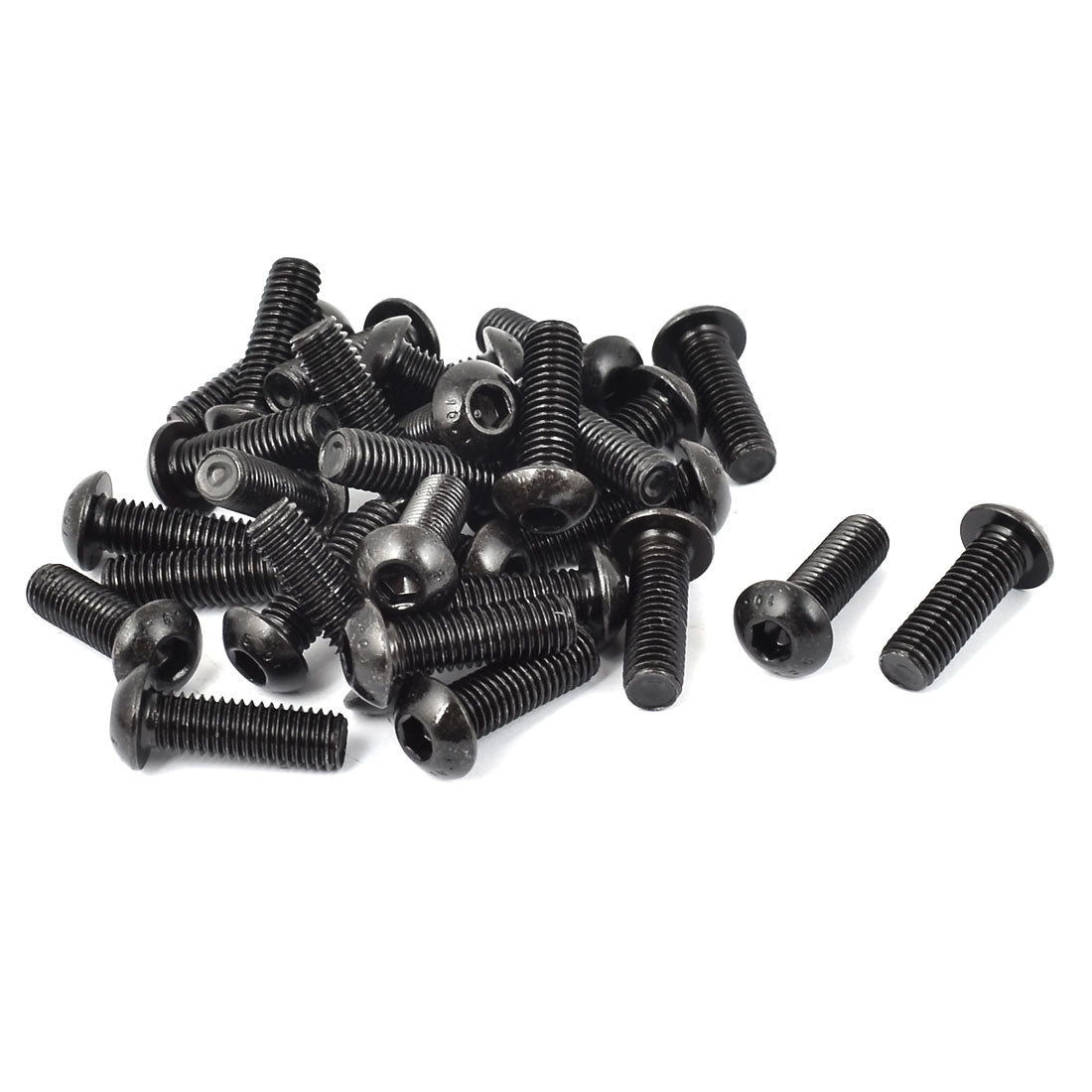 Harfington M8x25mm 10.9 Alloy Steel Button Head Hex Socket Cap Screw Bolt Black 30pcs