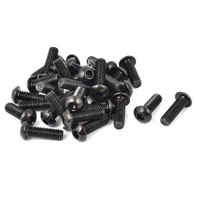 Harfington M8x25mm 10.9 Alloy Steel Button Head Hex Socket Cap Screw Bolt Black 30pcs