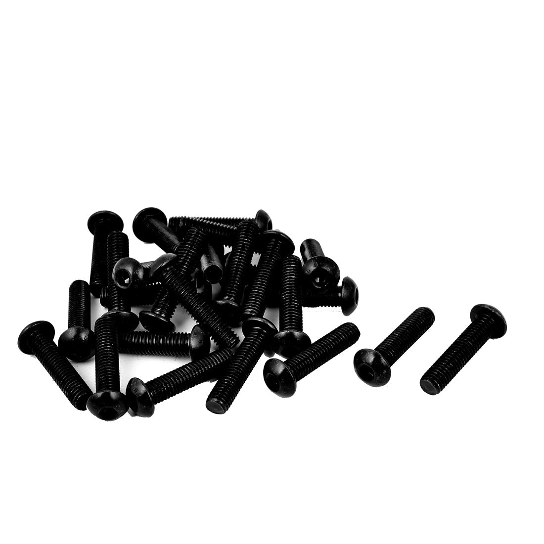 Harfington M8x35mm 10.9 Alloy Steel Button Head Hex Socket Cap Screw Bolt Black 25pcs