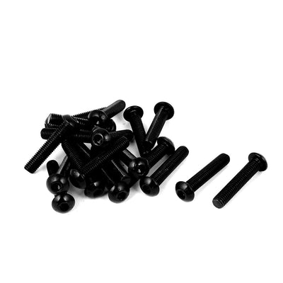 Harfington M8x40mm 10.9 Alloy Steel Button Head Hex Socket Cap Screw Bolt Black 20pcs
