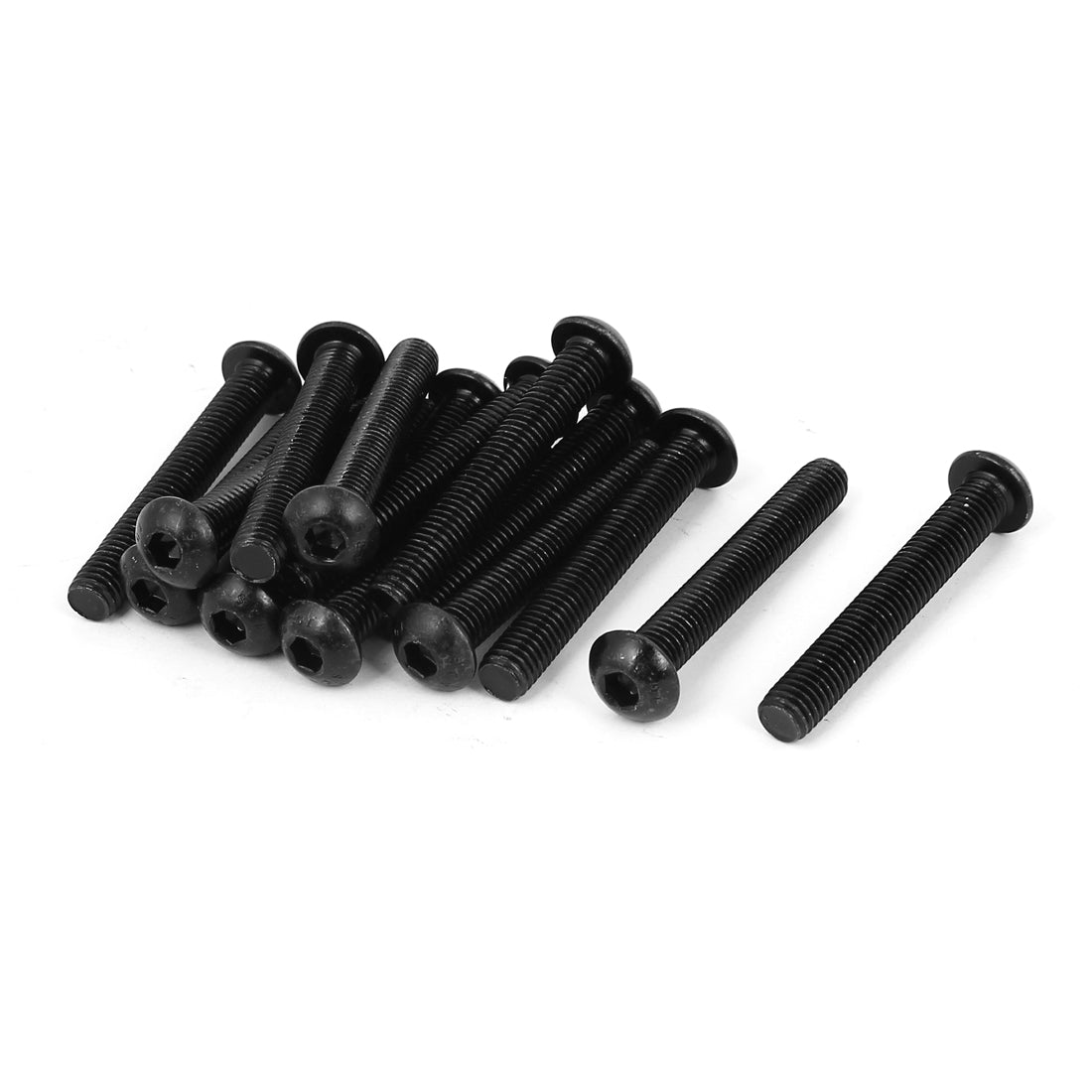 Harfington M8x55mm 10.9 Alloy Steel Button Head Hex Socket Cap Screw Bolt Black 15pcs