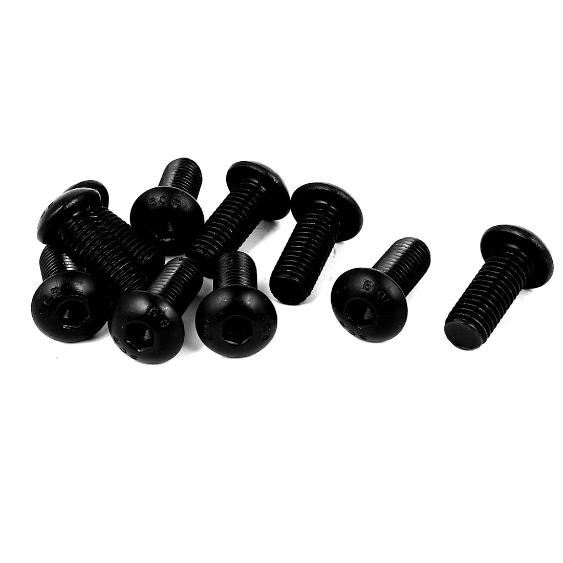 Harfington M10x25mm 10.9 Alloy Steel Button Head Hex Socket Cap Screw Bolt Black 10pcs