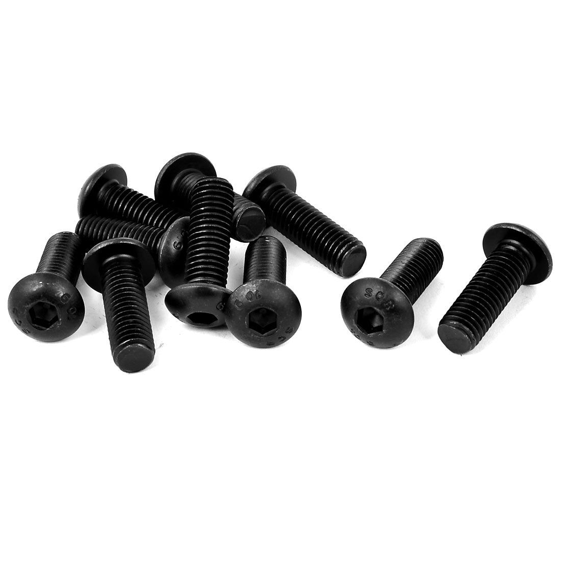 Harfington M10x30mm 10.9 Alloy Steel Button Head Hex Socket Cap Screw Bolt Black 10pcs