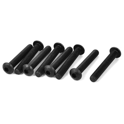 Harfington M10x65mm 10.9 Alloy Steel Button Head Hex Socket Cap Screw Bolt Black 8pcs