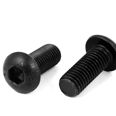 Harfington M12x30mm 10.9 Alloy Steel Button Head Hex Socket Cap Screw Bolt Black 10pcs