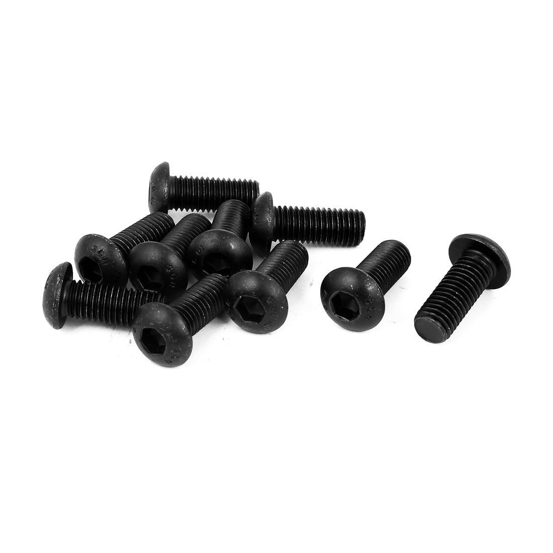 Harfington M12x30mm 10.9 Alloy Steel Button Head Hex Socket Cap Screw Bolt Black 10pcs