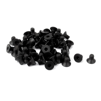 Harfington M2.5x4mm 10.9 Carbon Steel Countersunk Head Hex Socket Screw Black 50pcs
