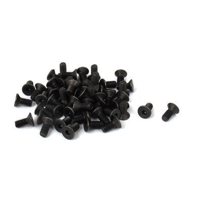 Harfington M2.5x6mm Carbon Steel Countersunk Head Hex Socket Screw Black 50pcs