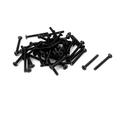 Harfington M2.5x25mm 10.9 Carbon Steel Countersunk Head Hex Socket Screw Black 40pcs