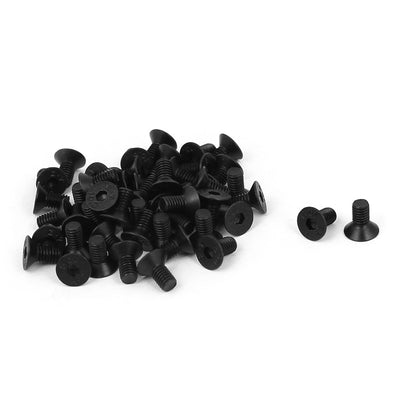 Harfington M3x6mm 10.9 Carbon Steel Countersunk Head Hex Socket Screw Black 50pcs