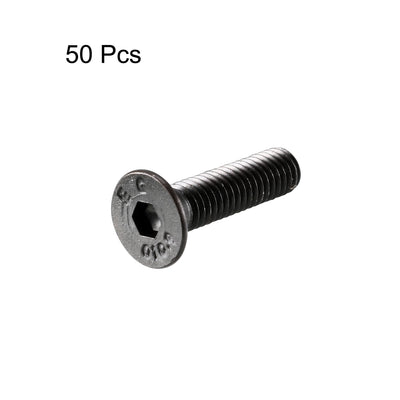 Harfington M3x12mm 10.9 Carbon Steel Countersunk Head Hex Socket Screw Black 50pcs
