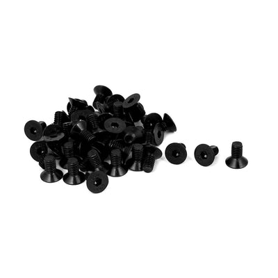 Harfington M4x8mm 10.9 Carbon Steel Countersunk Head Hex Socket Screw Black 50pcs