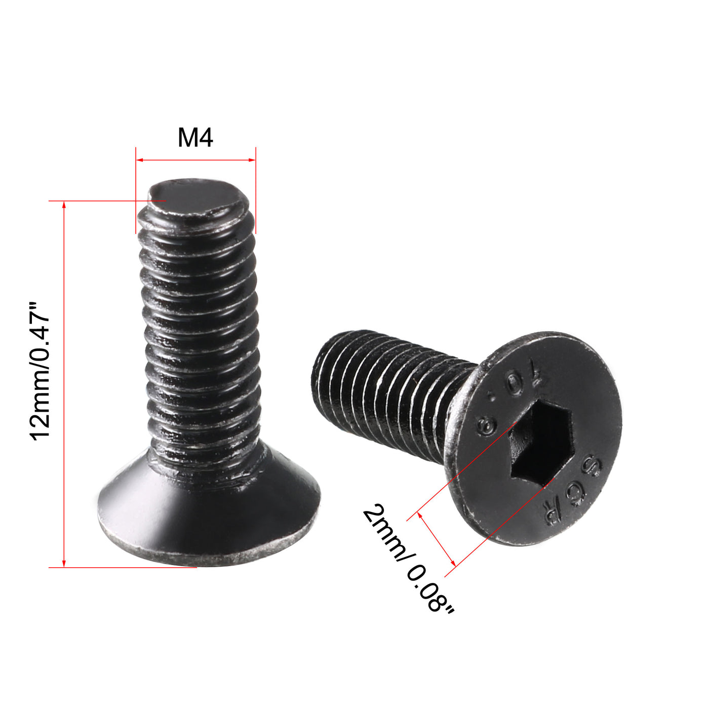 Harfington M4x12mm 10.9 Carbon Steel Countersunk Head Hex Socket Screw Black 50pcs