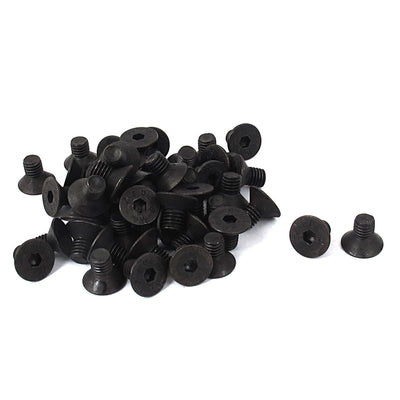 Harfington M5x8mm 10.9 Carbon Steel Countersunk Head Hex Socket Screw Black 50pcs