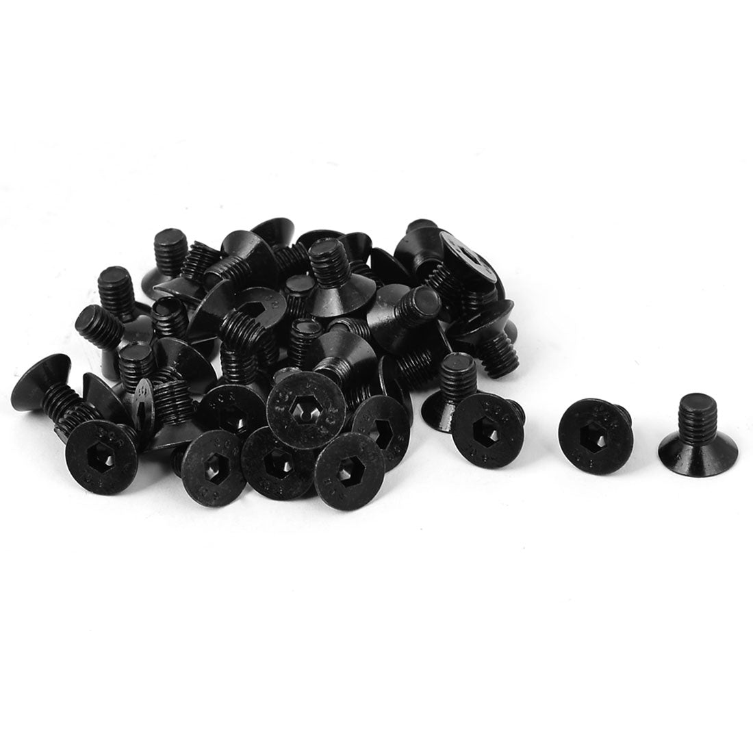 Harfington M6x10mm 10.9 Carbon Steel Countersunk Head Hex Socket Screw Black 50pcs