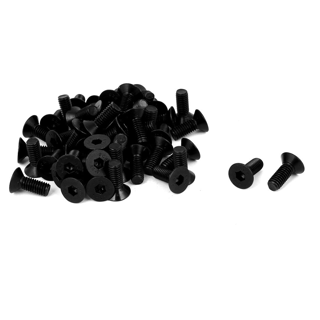 Harfington M6x16mm 10.9 Carbon Steel Countersunk Head Hex Socket Screw Black 50pcs
