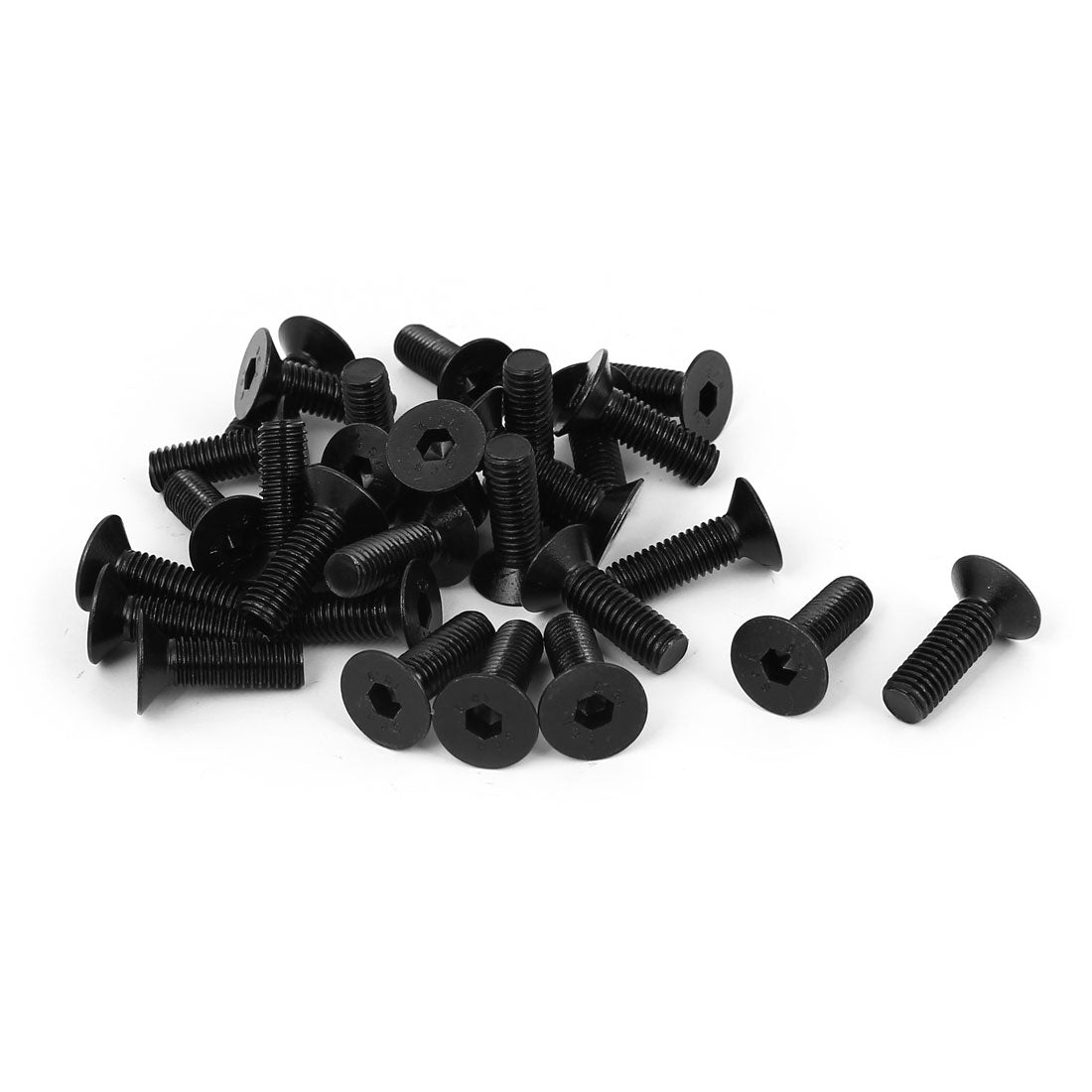 Harfington M8x25mm 10.9 Carbon Steel Countersunk Head Hex Socket Screw Black 30pcs