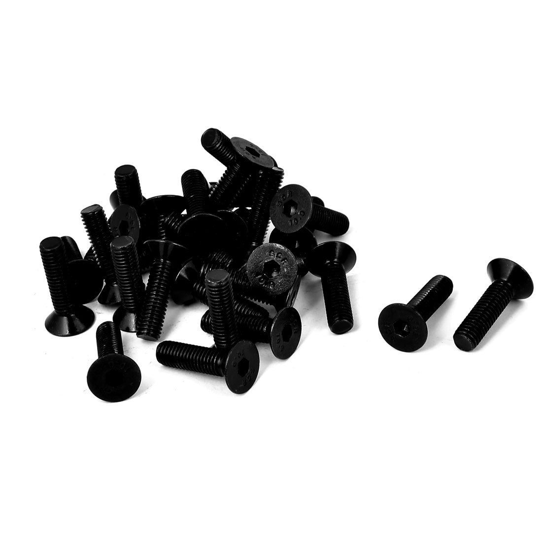 Harfington M8x30mm 10.9 Carbon Steel Countersunk Head Hex Socket Screw Black 30pcs