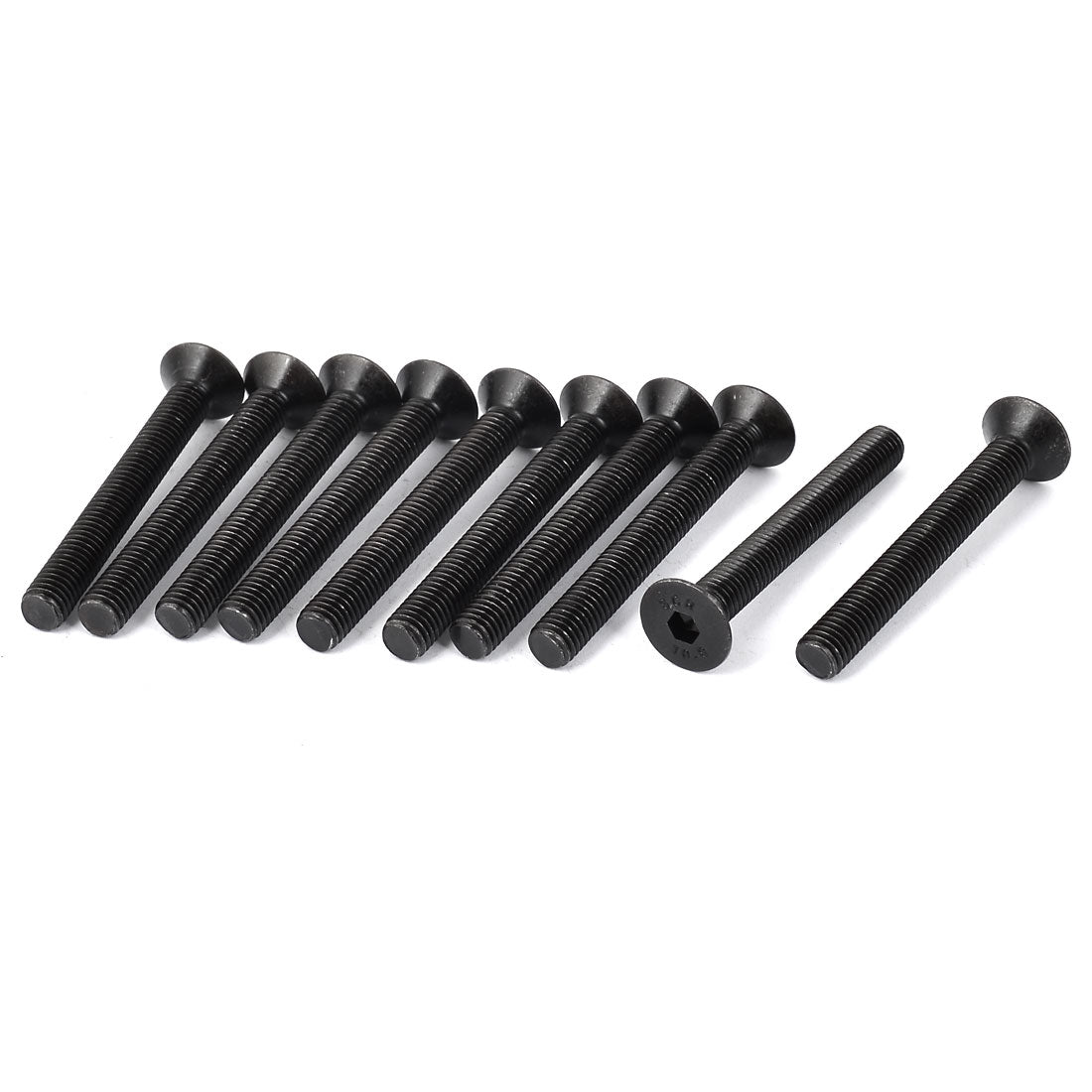 Harfington M8x65mm Carbon Steel Countersunk Head Hex Socket Screw Black 10pcs