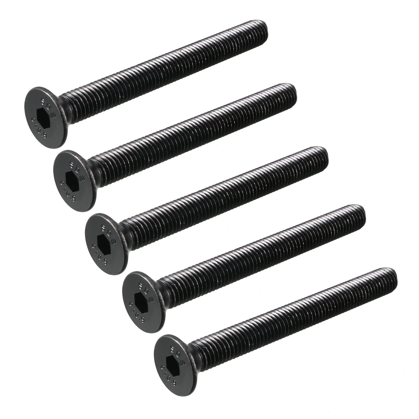 Harfington M8x80mm 10.9 Carbon Steel Countersunk Head Hex Socket Screw Black 8pcs