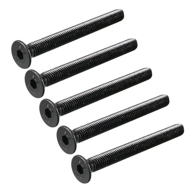 Harfington M8x80mm 10.9 Carbon Steel Countersunk Head Hex Socket Screw Black 8pcs