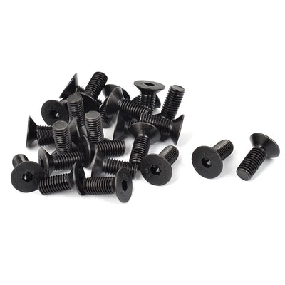 Harfington M10x25mm 10.9 Carbon Steel Countersunk Head Hex Socket Screw Black 25pcs