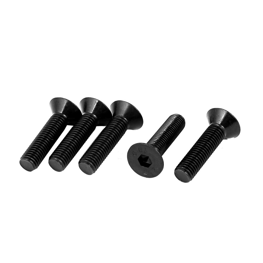 Harfington M12x50mm 10.9 Carbon Steel Countersunk Head Hex Socket Screw Black 5pcs