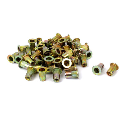 Harfington M4x11mm Zinc Plated Flat Head Blind Rivet Nuts Insert 50pcs