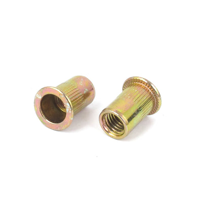 Harfington M8 Female Thread Zinc Plated Knurled Flat Head Blind Rivet Nut Insert 18mm Long 50pcs