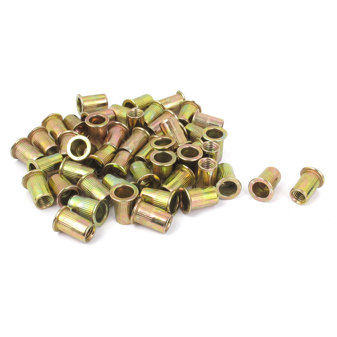Harfington M8 Female Thread Zinc Plated Knurled Flat Head Blind Rivet Nut Insert 18mm Long 50pcs