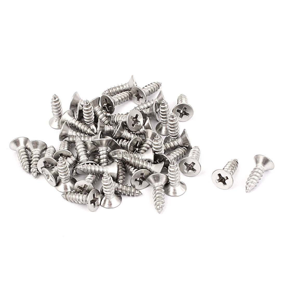 Harfington M3.9 x 13mm Phillips Flat Head Self Tapping Screw Silver Tone 50 Pcs