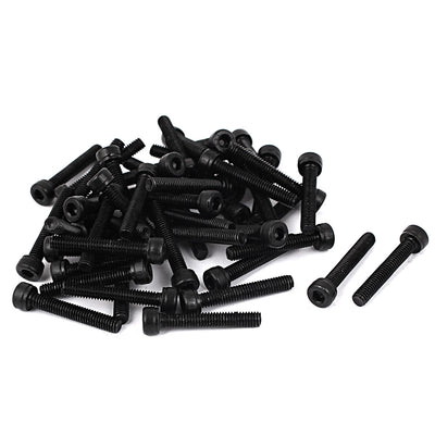 Harfington M4 x 25mm Full Thread Carbon Steel Hex Socket Cap Head Screws Bolts Black 50 Pcs